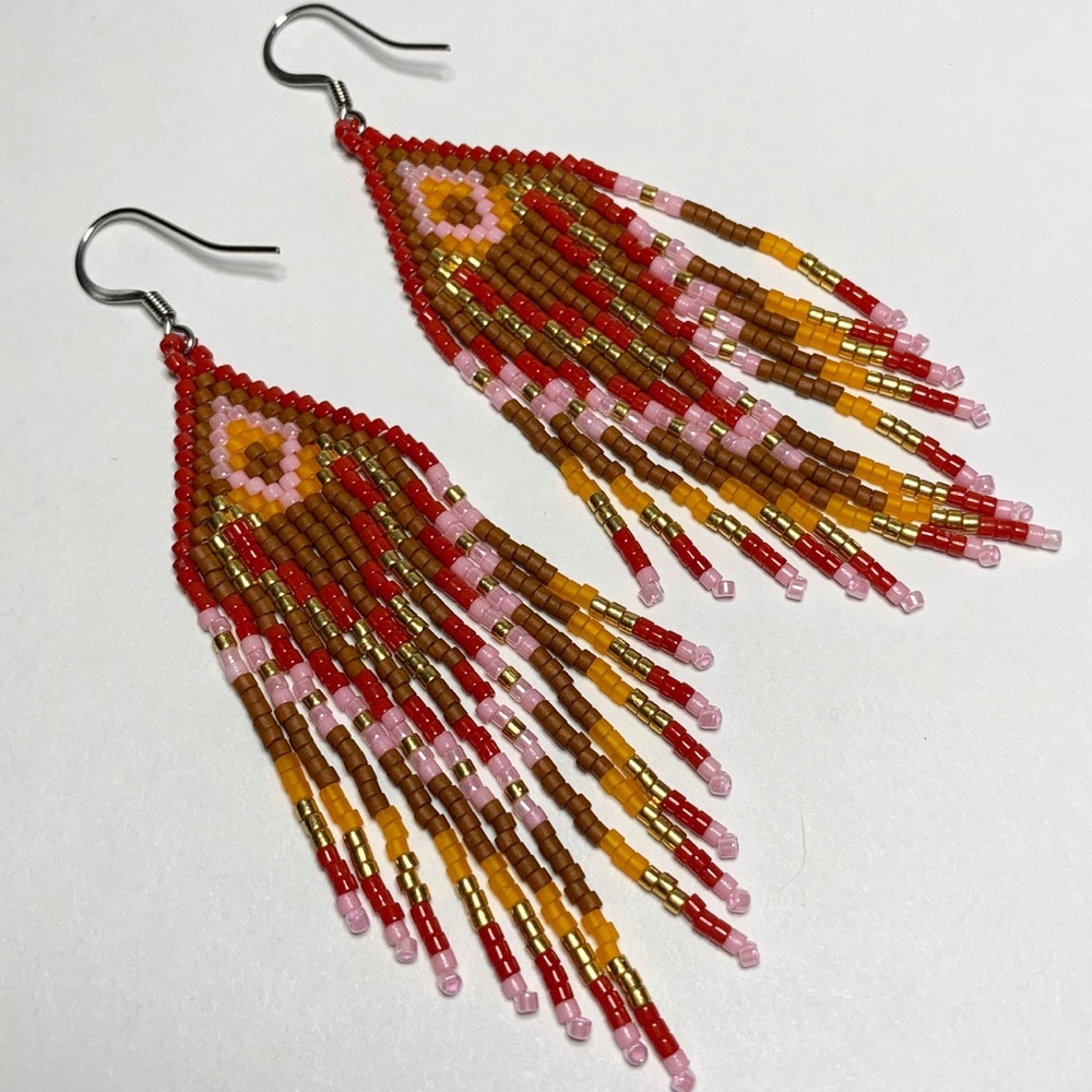 Handmade fringe seed beads boho earrings